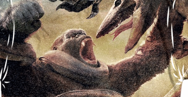 Clearer look at King Kong vs. Giant Skullcrawler artwork from Kong: Skull Island!