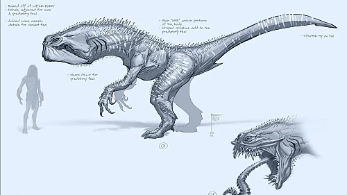 Early Kalisk designs explored a very different, Rancor looking beast in Predator: Badlands!