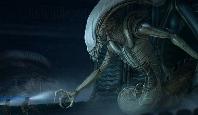 Titan Xenomorph: Space Jockey Alien hybrid concept art from Aliens: Dark Descent!