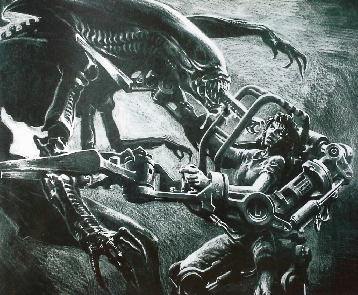 Aliens movie concept sketch by James Cameron