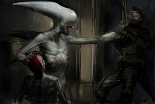 Concept of Deacon Alien Killing Prometheus Crew