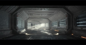 Hallway concept art by Alex Nice