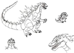 How i draw a Godzilla and a baby Godzilla.