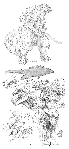 Godzilla 2014 sketches by Matt Frank
