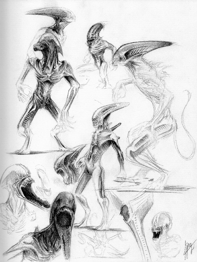 Fan Sketch of the different Deacon Alien profiles