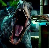 The Indominus Rex reacts to seeing the T-Rex
