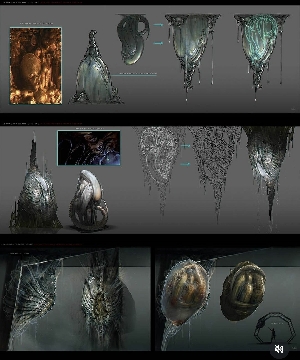 Xenomorph Cocoon concepts by Dane Hallett