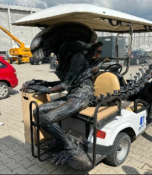 Xenomorph suit on set