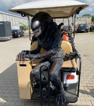 Xenomorph suit on set