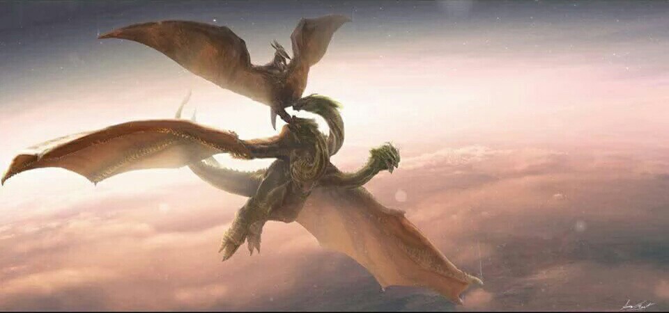 Devils of the Sky - Rodan vs. Ghidorah - Godzilla 2 fan art
