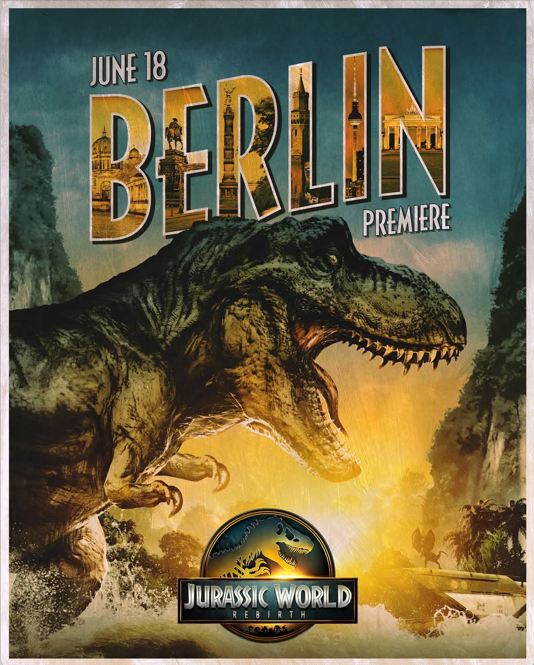 Jurassic World Rebirth Berlin premiere poster