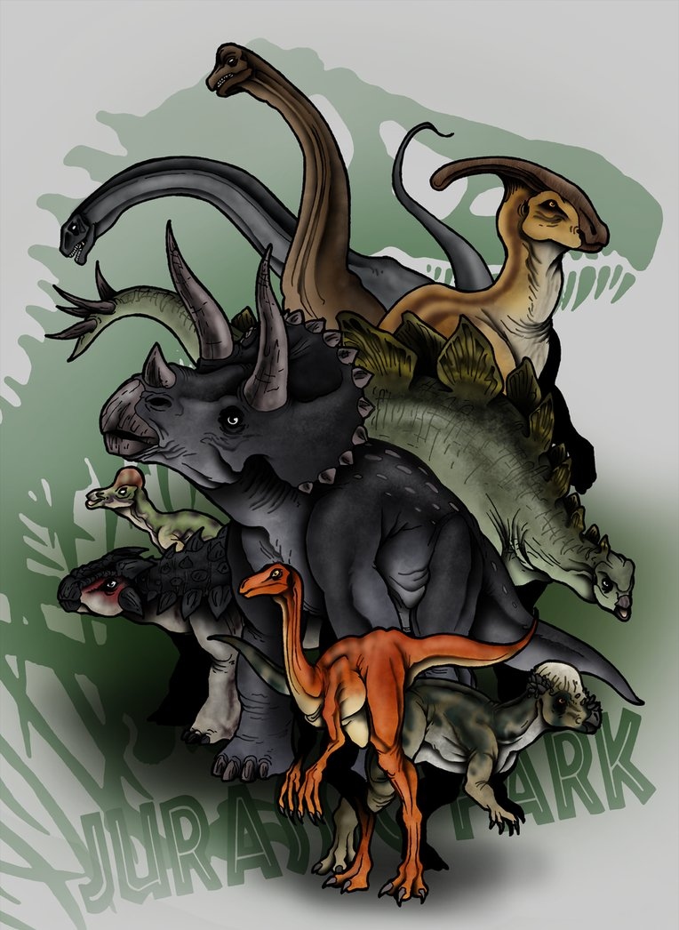 Cool Jurassic Park fan-artwork - Herbivores