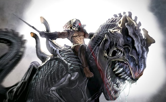 Predator riding a T-Rex Xenomorph - Fan Art