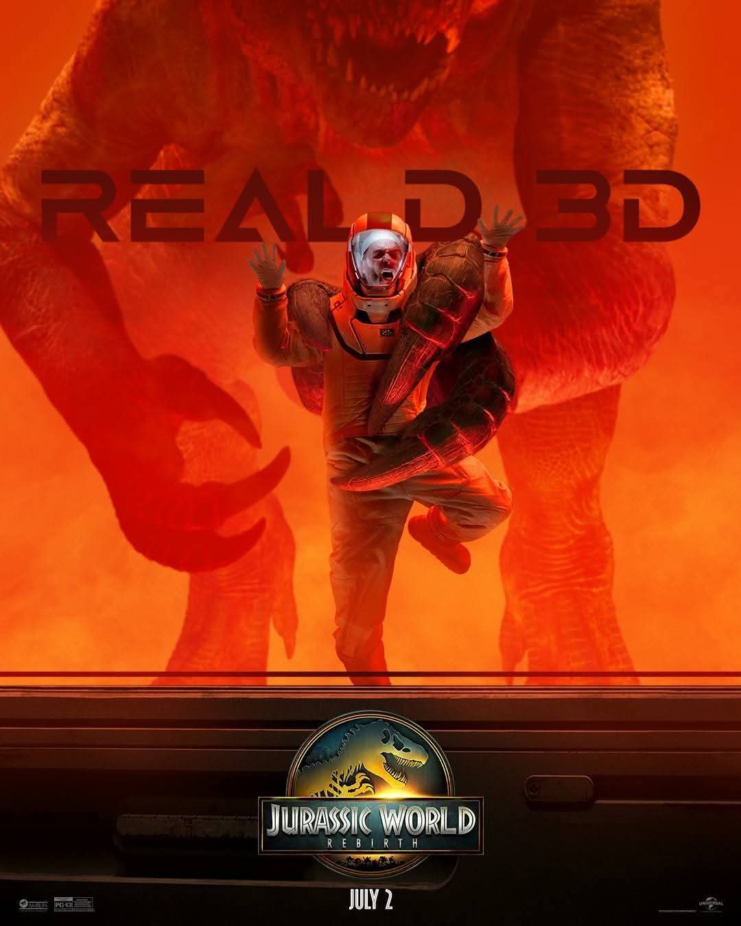 Real D 3D Jurassic World Rebirth poster