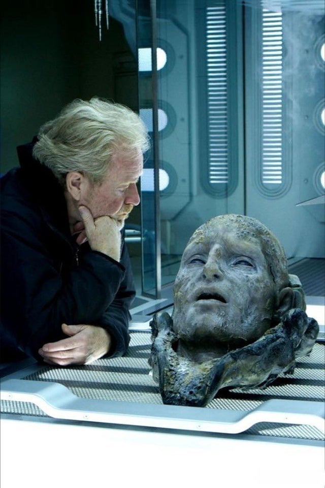 Ridley Scott on Prometheus set