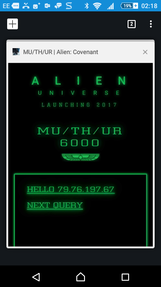 Alien Covenant website key words to try 