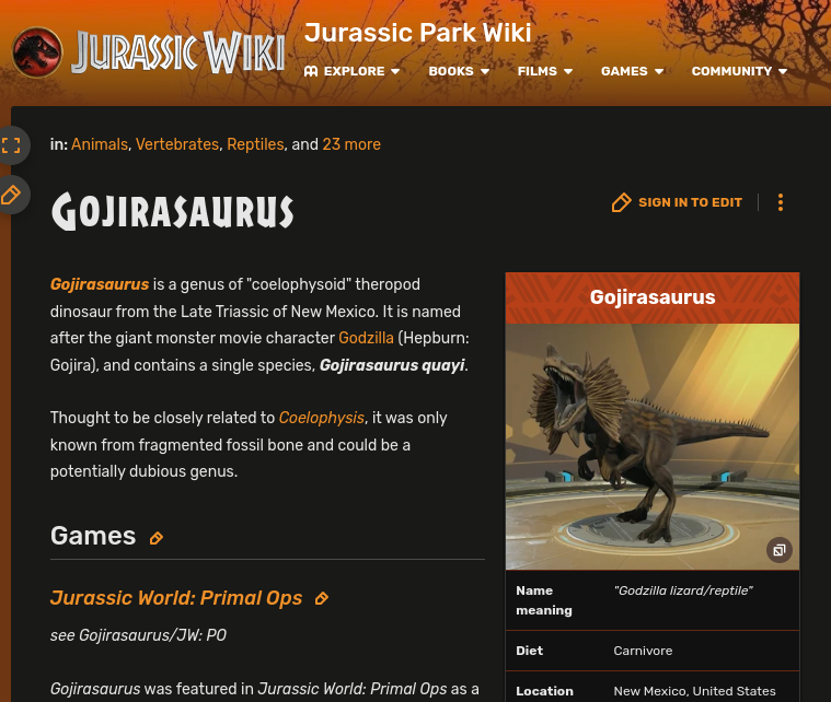 There was a real dinosaur called the GOJIRASAURUS
