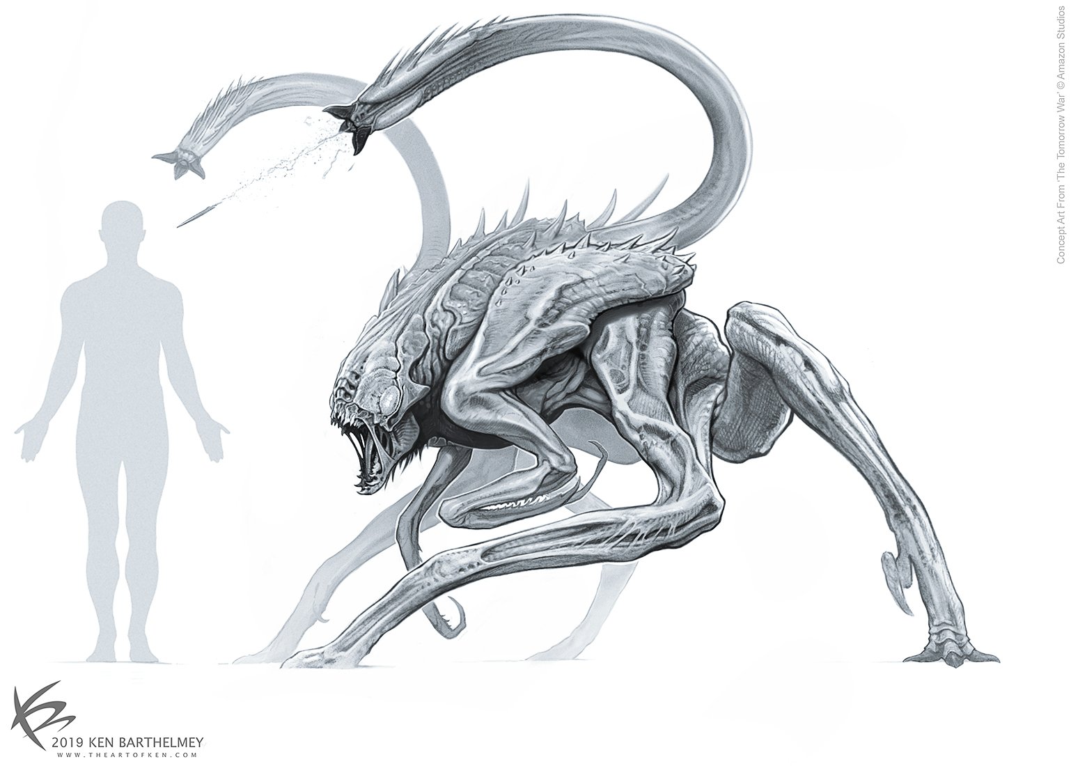 The Tomorrow War: Unused White Spike alien designs unveiled by Ken ...