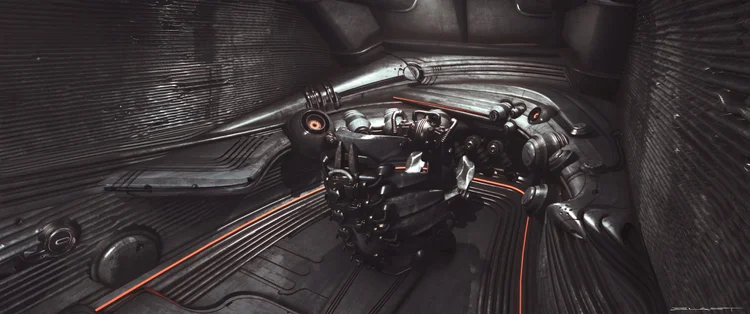 Image for Early concept art for Kwei's ship and Weyland-Yutani Super Power Loader by Benjamin Last!