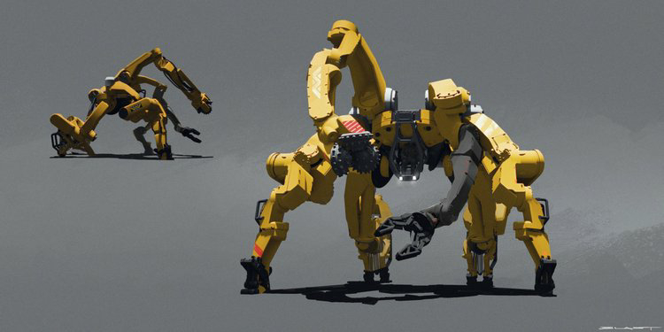Image for Early concept art for Kwei's ship and Weyland-Yutani Super Power Loader by Benjamin Last!