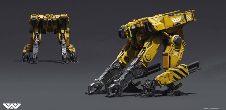 Image for Early concept art for Kwei's ship and Weyland-Yutani Super Power Loader by Benjamin Last!