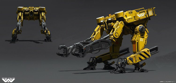 Image for Early concept art for Kwei's ship and Weyland-Yutani Super Power Loader by Benjamin Last!