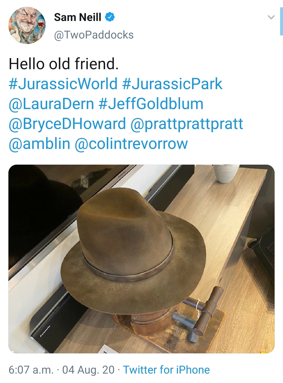 alan grant jurassic park hat