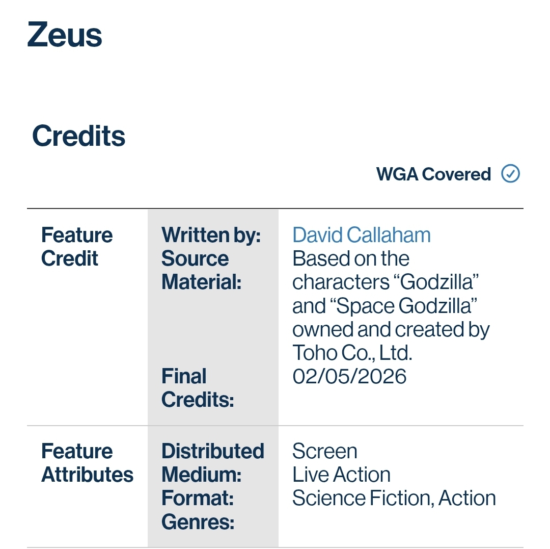 Image for SpaceGodzilla credit added back to Godzilla x Kong: Supernova WGA listing!