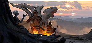 Image for Dek rides Dinosaur-like alien into battle in early concept art for Badlands!